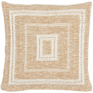 NATURE - Housse de coussin aspect jute motif carré blanc 50x50