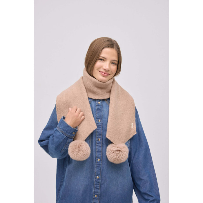 Sciarpa con pompon beige