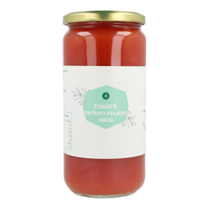 PLANETA HUERTO Tomate Entero Pelado ECO 660g – Conserva Ecológica, Ideal para Guisos, Salsas y Recetas Caseras