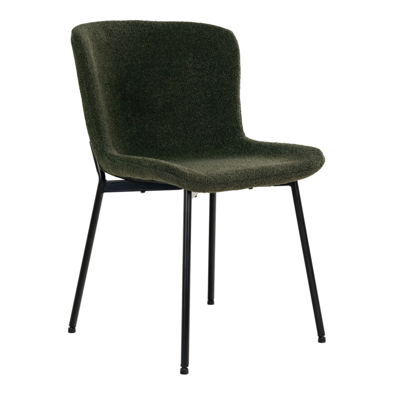 Set 2 sedie da pranzo Maceda in bouclé verde scuro con gambe nere 48x59x83 cm