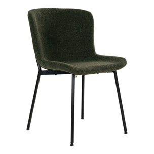 Set 2 sedie da pranzo Maceda in bouclé verde scuro con gambe nere 48x59x83 cm