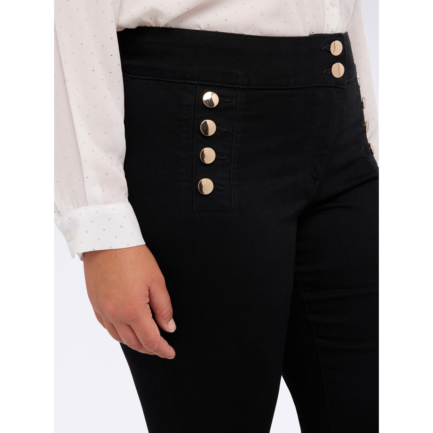 Fiorella Rubino - Jeans flare con bottoni decorativi - Nero