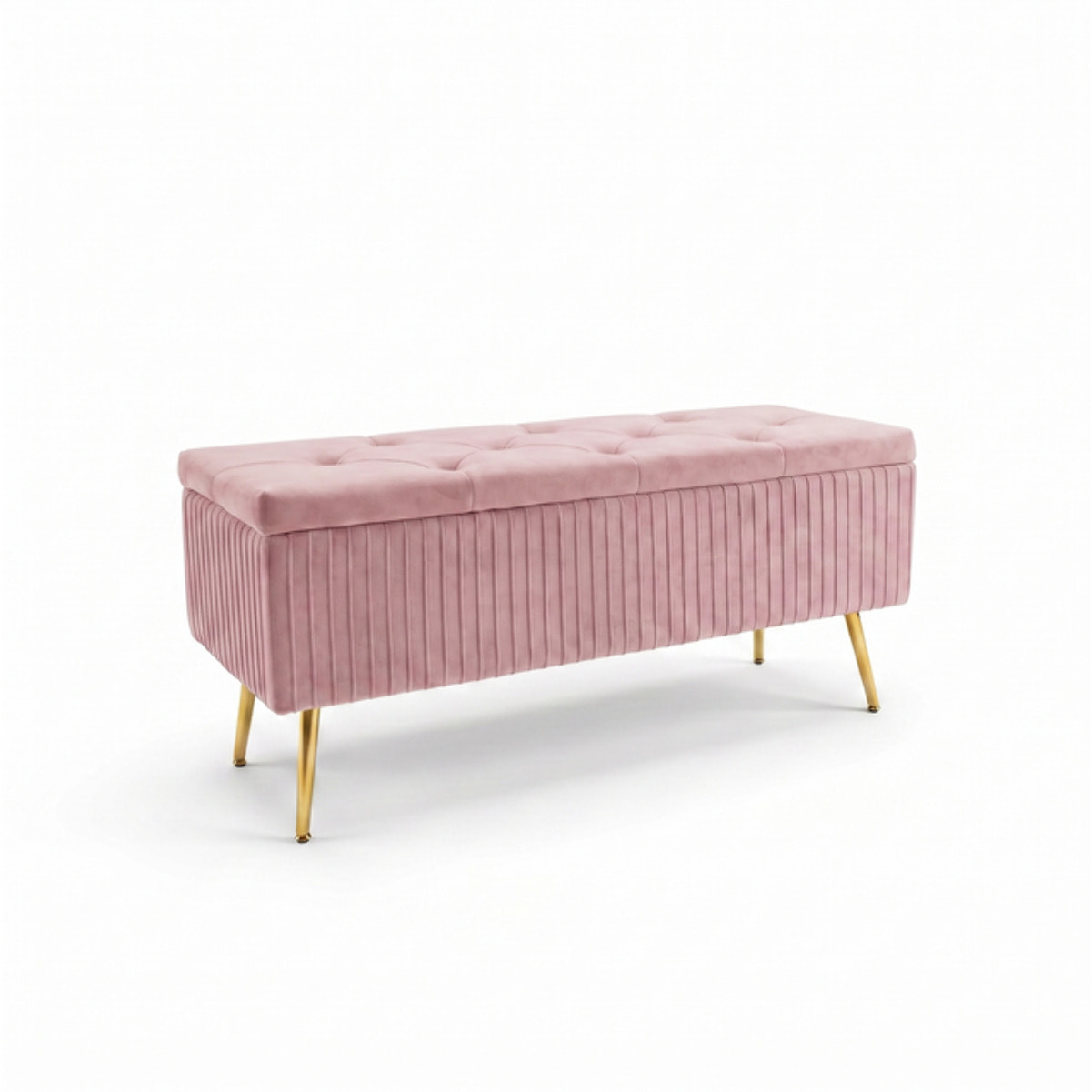 Panca Contenitore in Effetto Velluto a Coste con Ampio Vano Contenitore, Seduta Imbottita e Gambe in Acciaio, Design Moderno per Camera da Letto, Ingresso e Soggiorno