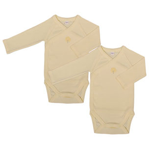 Lot de 2 Bodys manches longues coton bio Jaune