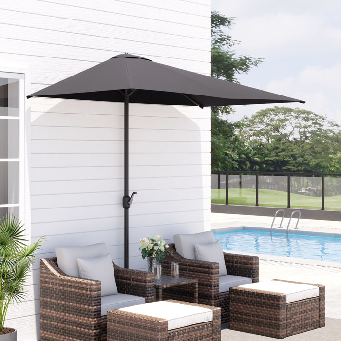 Outsunny Sombrilla Semicircular 230x130x245 cm Parasol Pared con Manivela Gris