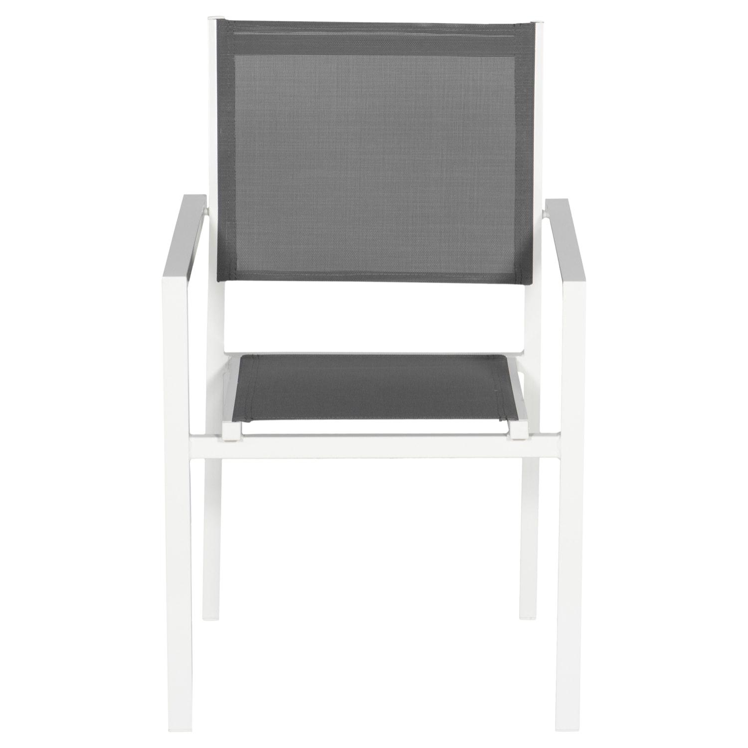 Lot de 8 chaises en aluminium blanc - textilène gris