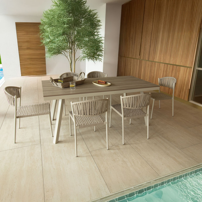 Ensemble de jardin table polywood blanc et chaises 6 places FIGARI