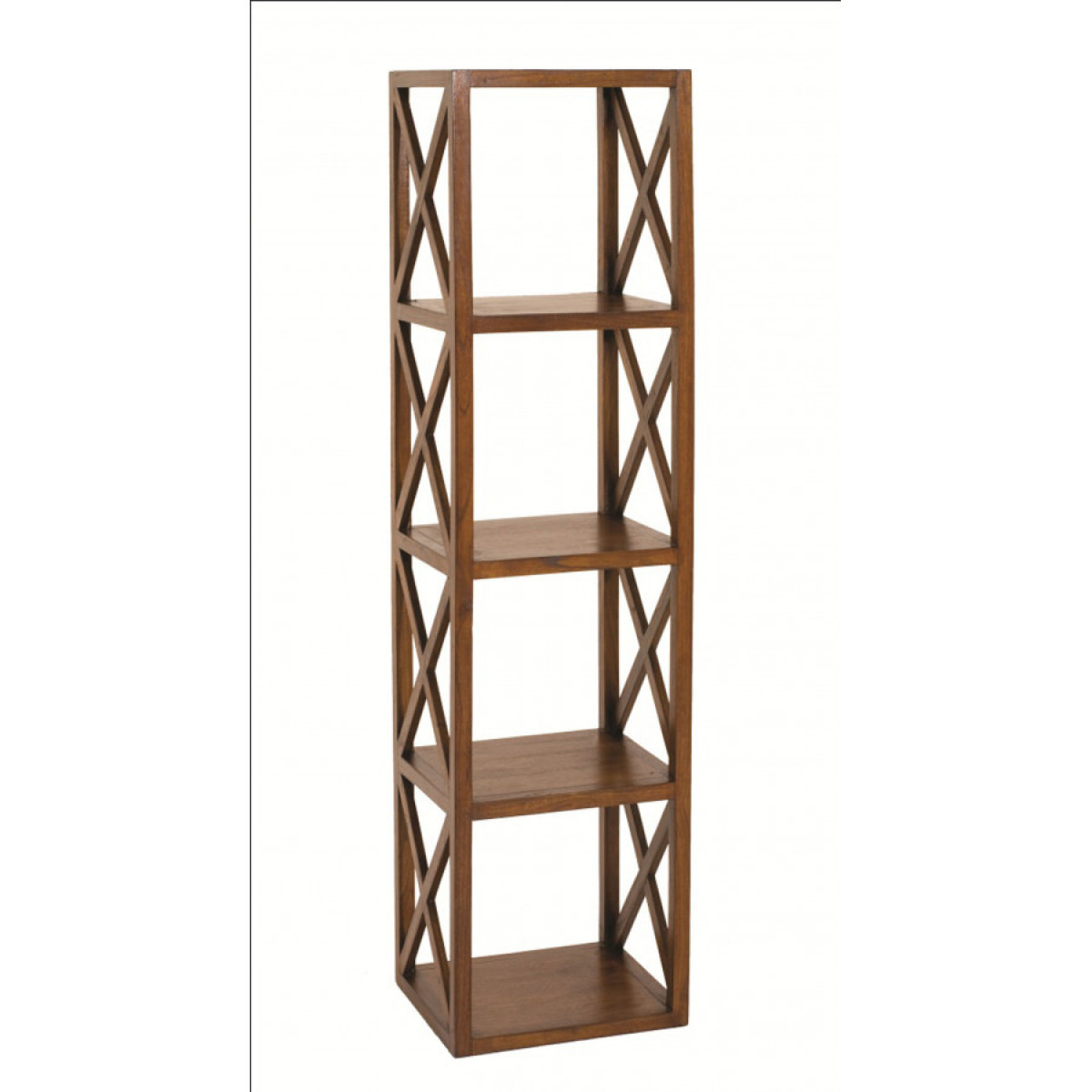 EDEN - Étagère marron 4 cases 40 cm croisillons bois Mindi