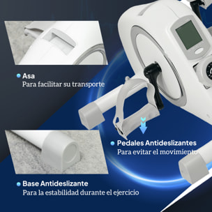 Pedales Estáticos Mini Bicicleta Estática con Resistencia Magnética de 8 Niveles Pantalla LCD y Pedales Antideslizantes para Ejercitar Brazos y Piernas Pedaleador para Casa Oficina Blanco