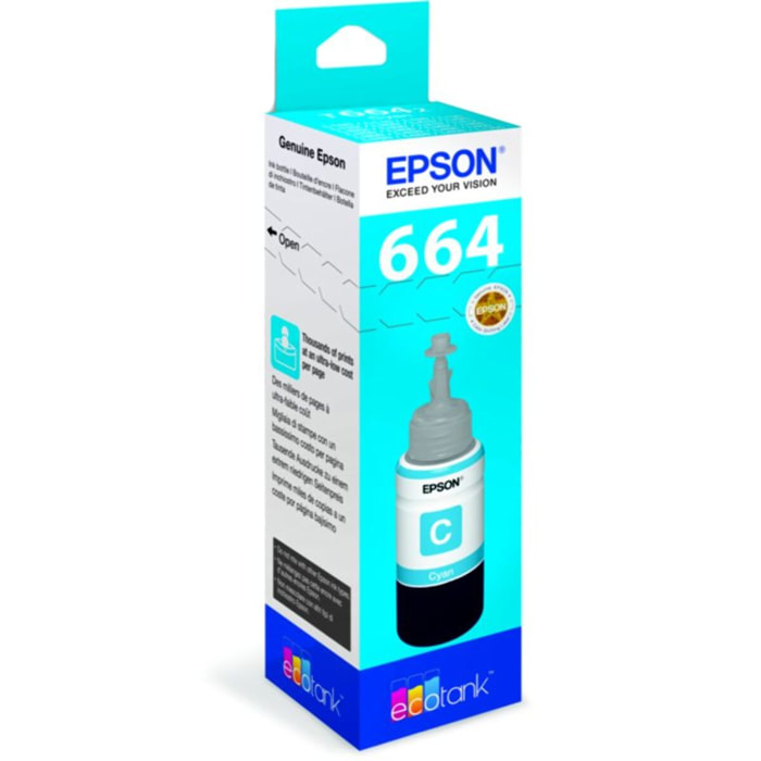 Cartouche d'encre EPSON Bouteille d'Encre Ecotank T664 Cyan - C13T66424A