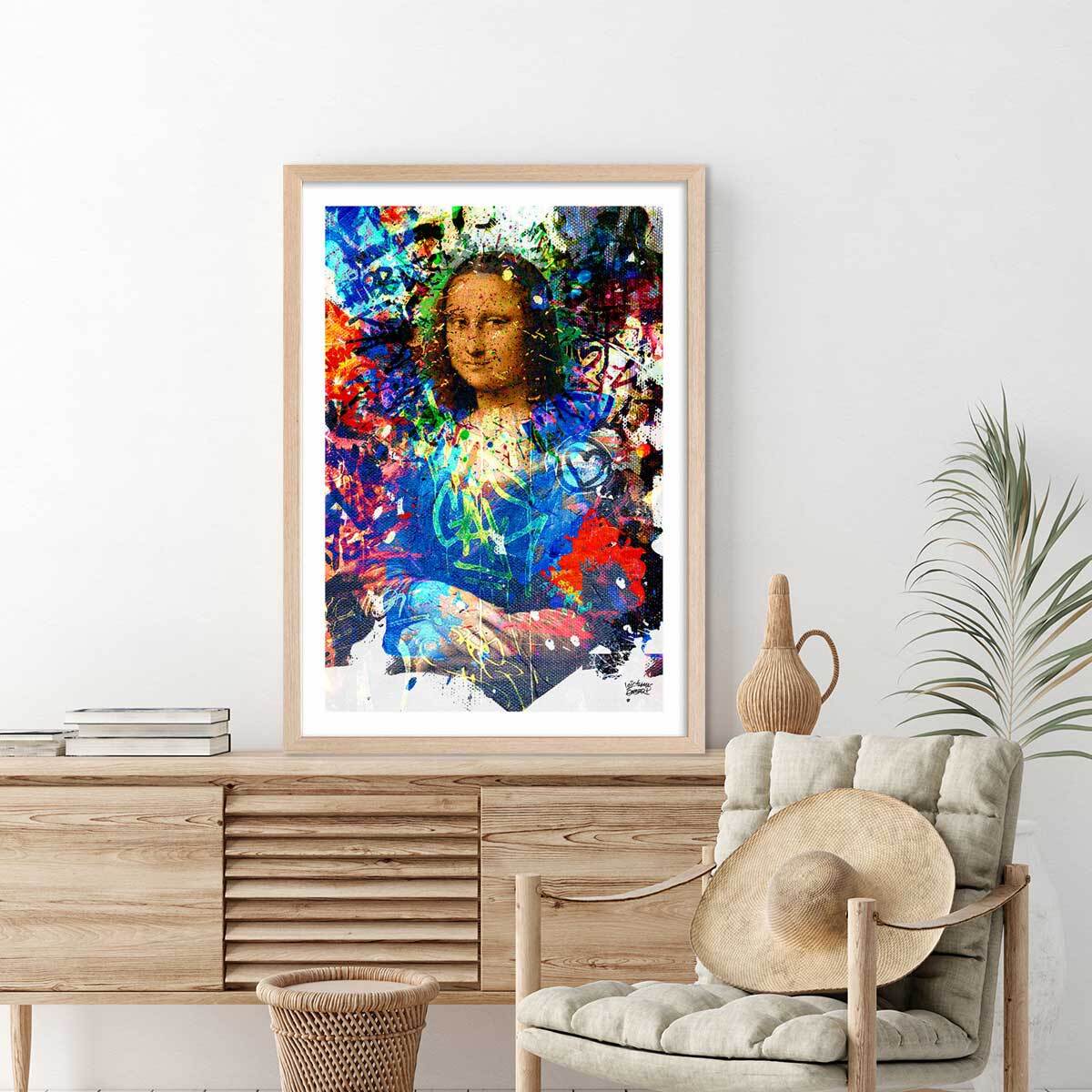 Affiche graffiti Affiche illustration joconde Affiche + cadre en bois - Chêne