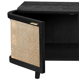 Meuble TV en bois de manguier et cannage 145 cm - Wendy