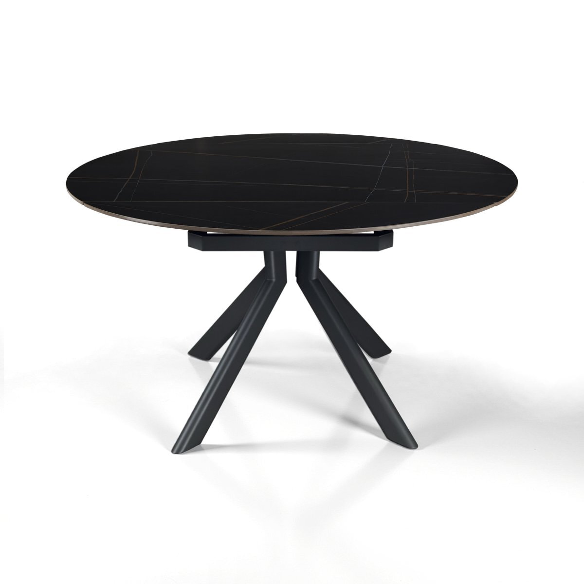 Table à manger extensible Tomasucci TAAK, en céramique, marbre noir, gris H.77 P.85 L.135