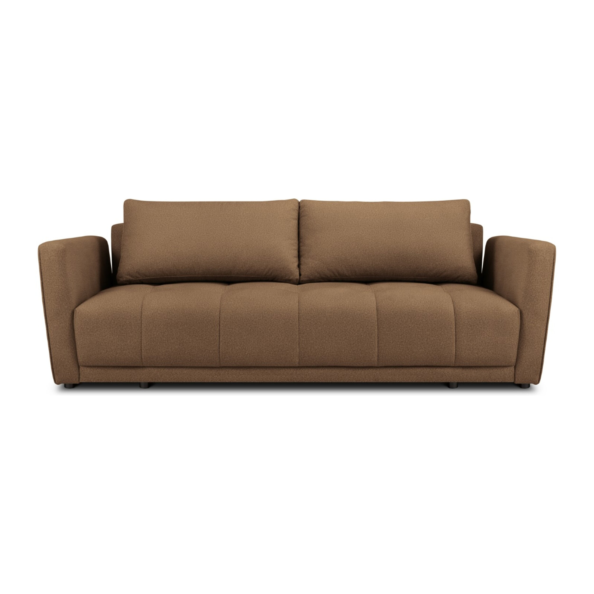 Canapé convertible avec coffre de rangement "Madrid" 3 places en tissu structurel marron