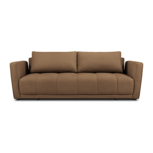 Canapé convertible avec coffre de rangement "Madrid" 3 places en tissu structurel marron