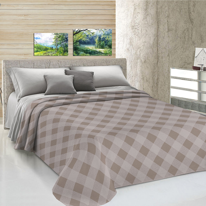 Copriletto di cotone lovely check beige 100% cotone