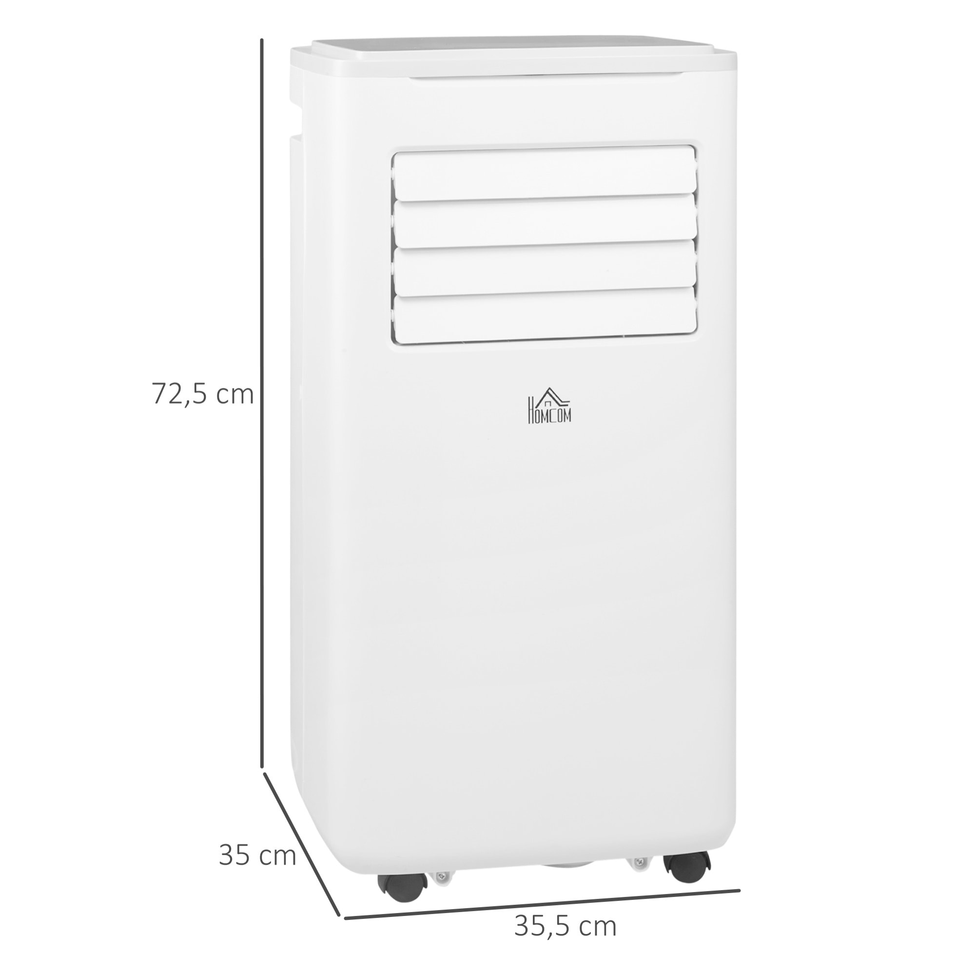 Aire Acondicionado Portátil 9000BTU 1010W Refrigerador Ventilador Deshumidificador con Pantalla LED Control Remoto Temporizador para Habitación de 20 m² 35,3x35x72,5 cm Blanco