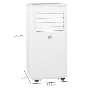 Aire Acondicionado Portátil 9000BTU 1010W Refrigerador Ventilador Deshumidificador con Pantalla LED Control Remoto Temporizador para Habitación de 20 m² 35,3x35x72,5 cm Blanco