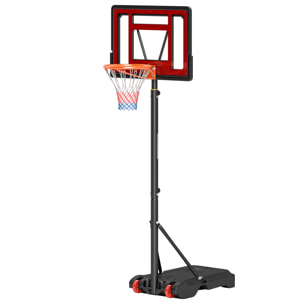 Panier de basketball sur pied hauteur réglable H.160–210 cm lestage roulettes noir rouge