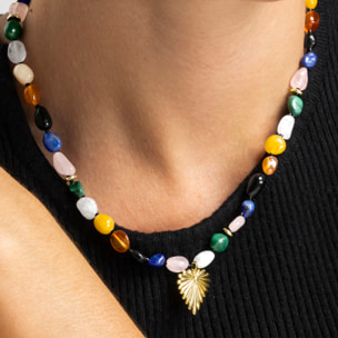 Collar con Multicolor Piedra Natural acabado oro 18k