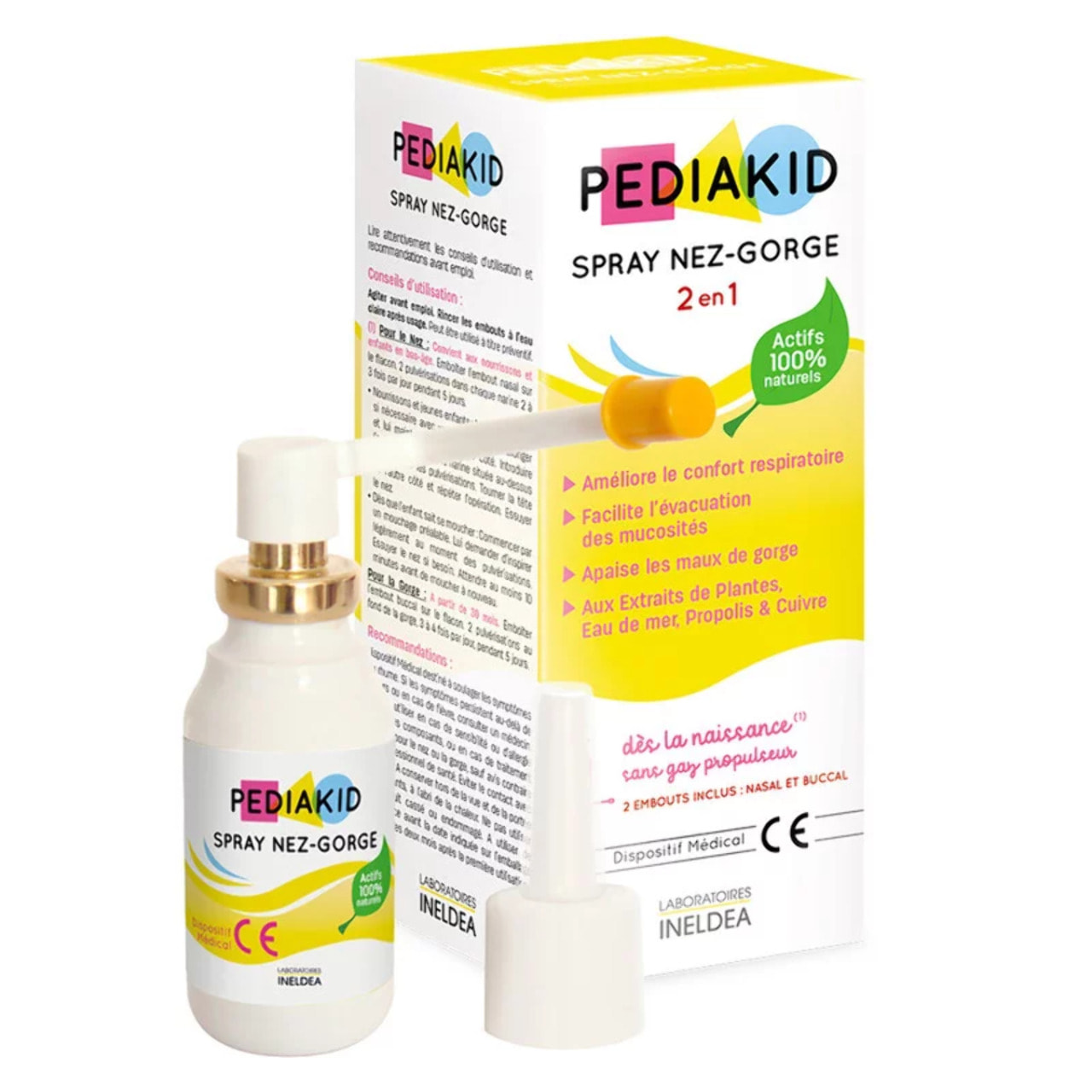 PEDIAKID - Pack Nez-Gorge sirop & spray - 1 sirop Nez-Gorge + 1 spray Nez-gorge - Aide à dégager le nez et apaiser la gorge - Soutien de l'immunité