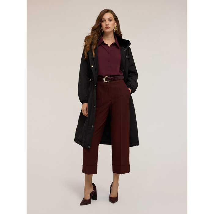 Motivi - Pantaloni cropped in crepe - Marrone