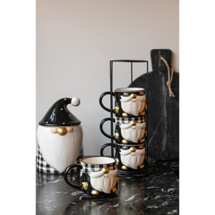 J-Line mug Père Noël Dolomie - céramique - noir/blanc - boîte de 4