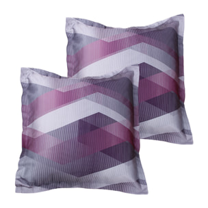 Lot de 2 Taies d'oreiller satin de coton imprimé Helix Purple