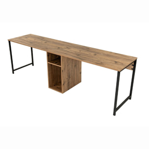 Bureau 2 places 240 cm avec rangements effet bois PONS