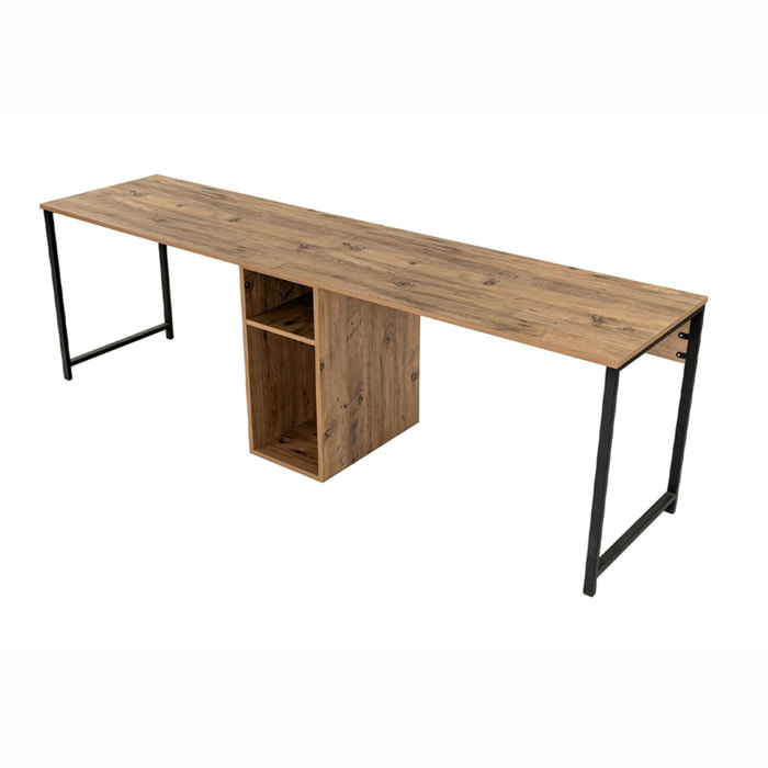 Bureau 2 places 240 cm avec rangements effet bois PONS
