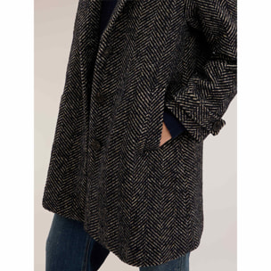 Motivi - Cappotto spigato misto lana - Nero