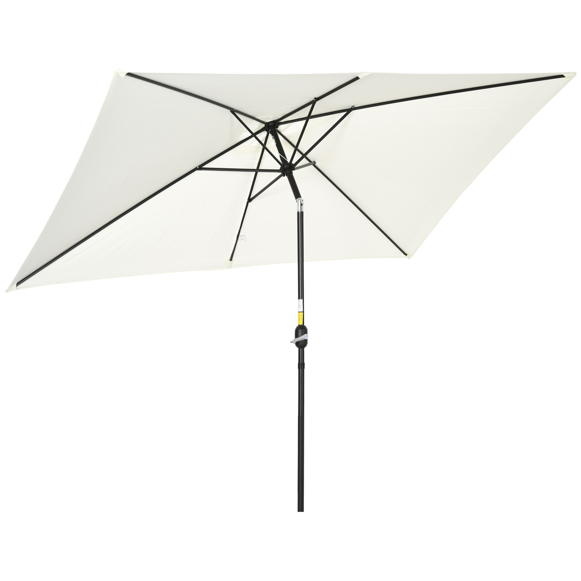 Sombrilla de Aluminio 200x300x240 cm Parasol Rectangular de Jardín Inclinable con Manivela y Poste Desmontable para Terraza Piscina Patio Exterior Crema