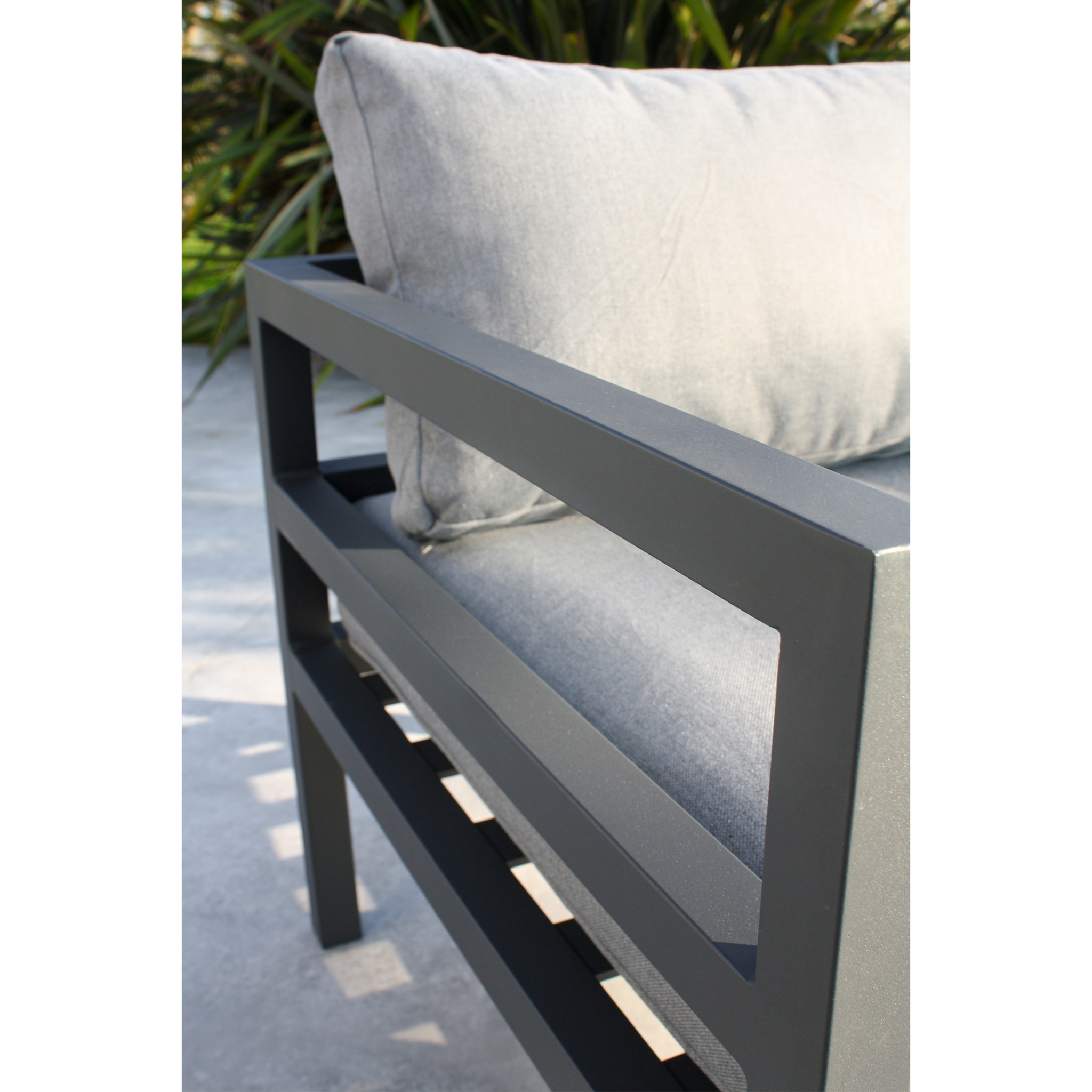 BEAUBOURG - Salon de jardin d'angle 6 places en aluminium