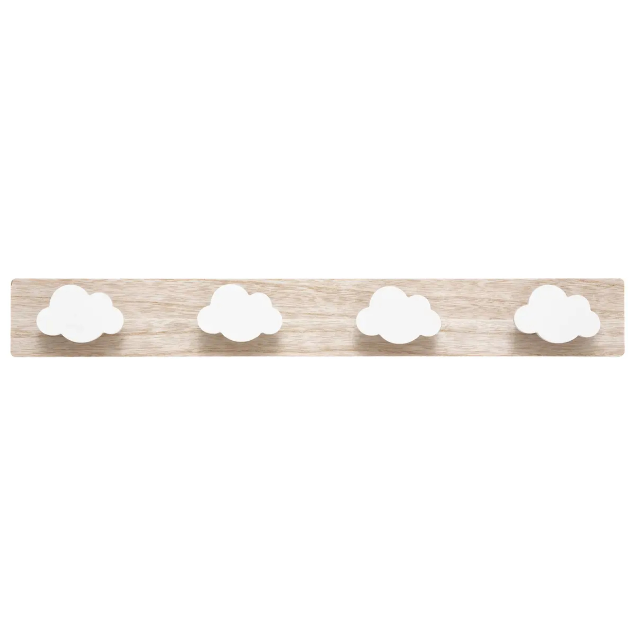 Patère enfant - bois - blanc nuages - 55x7 cm