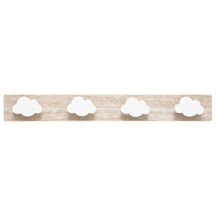 Patère enfant - bois - blanc nuages - 55x7 cm