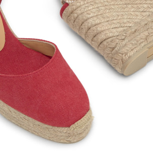 Alpargatas de cuña de mujer Carina en algodón orgánico lavado y doble plataforma