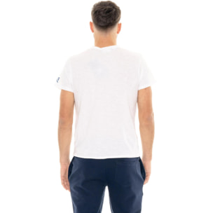 Camiseta de manga corta para hombre de tejido slub con pequeño logo.