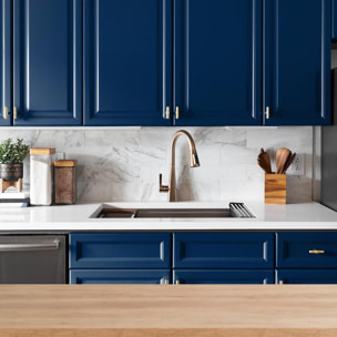 Rouleau adhésif décoratif Vinyle au Mètre - Bleu fonce - Sticker Lavable Imperméable Mur Cuisine Meubles