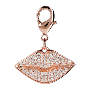 Pendente Labbra placcato Oro Rosa 18Kt con Pavé in Cubic Zirconia