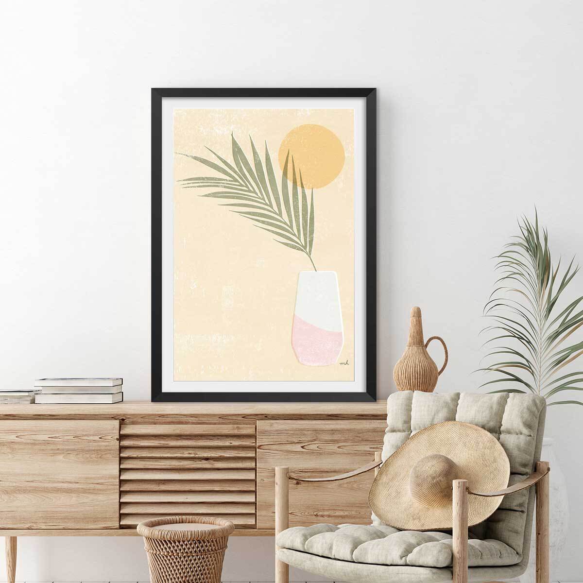Affiche fleurs Un été jaune citron Affiche sous cadre noir