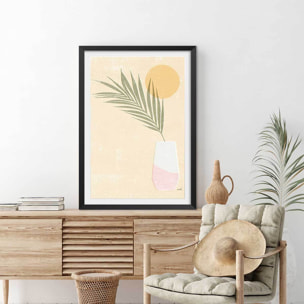 Affiche fleurs Un été jaune citron Affiche sous cadre noir
