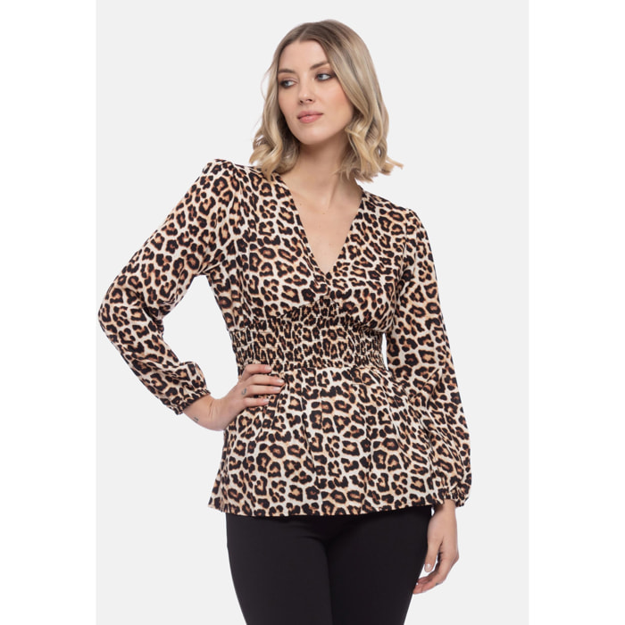 Camomilla - Blusa CALVYN in Viscosa, beige-nero (42)