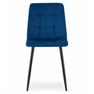Set di 2 sedie Kara in velluto blu con gambe nere