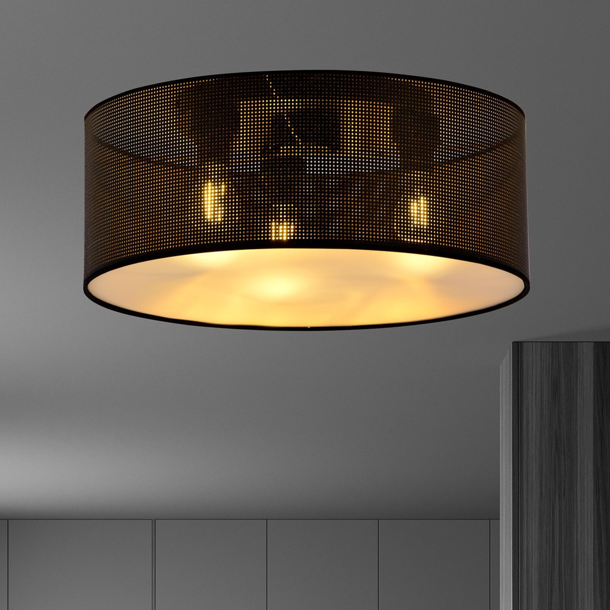 Lampada a sospensione ASTON in acciaio nero e oro