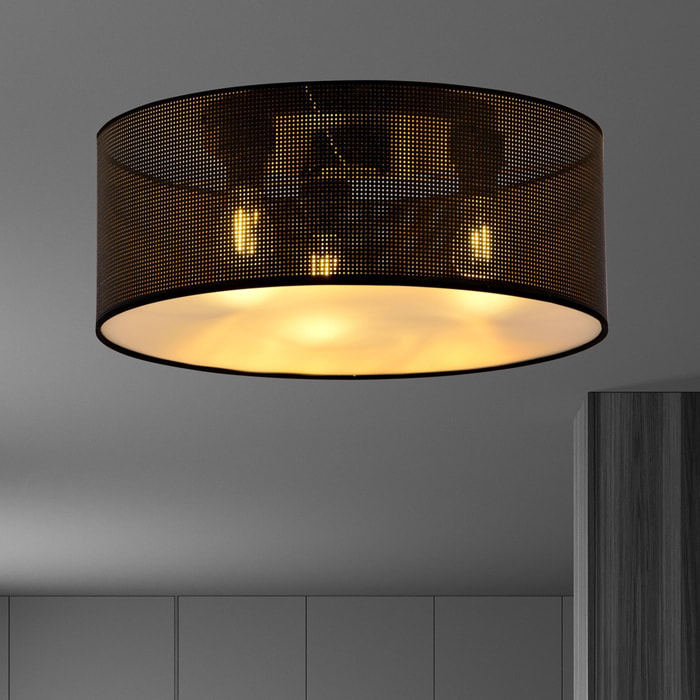 Lampada a sospensione ASTON in acciaio nero e oro