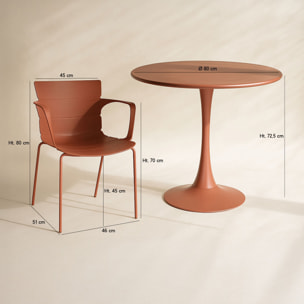 Ensemble de repas table et 4 fauteuils en polypropylène brique MONTAUK