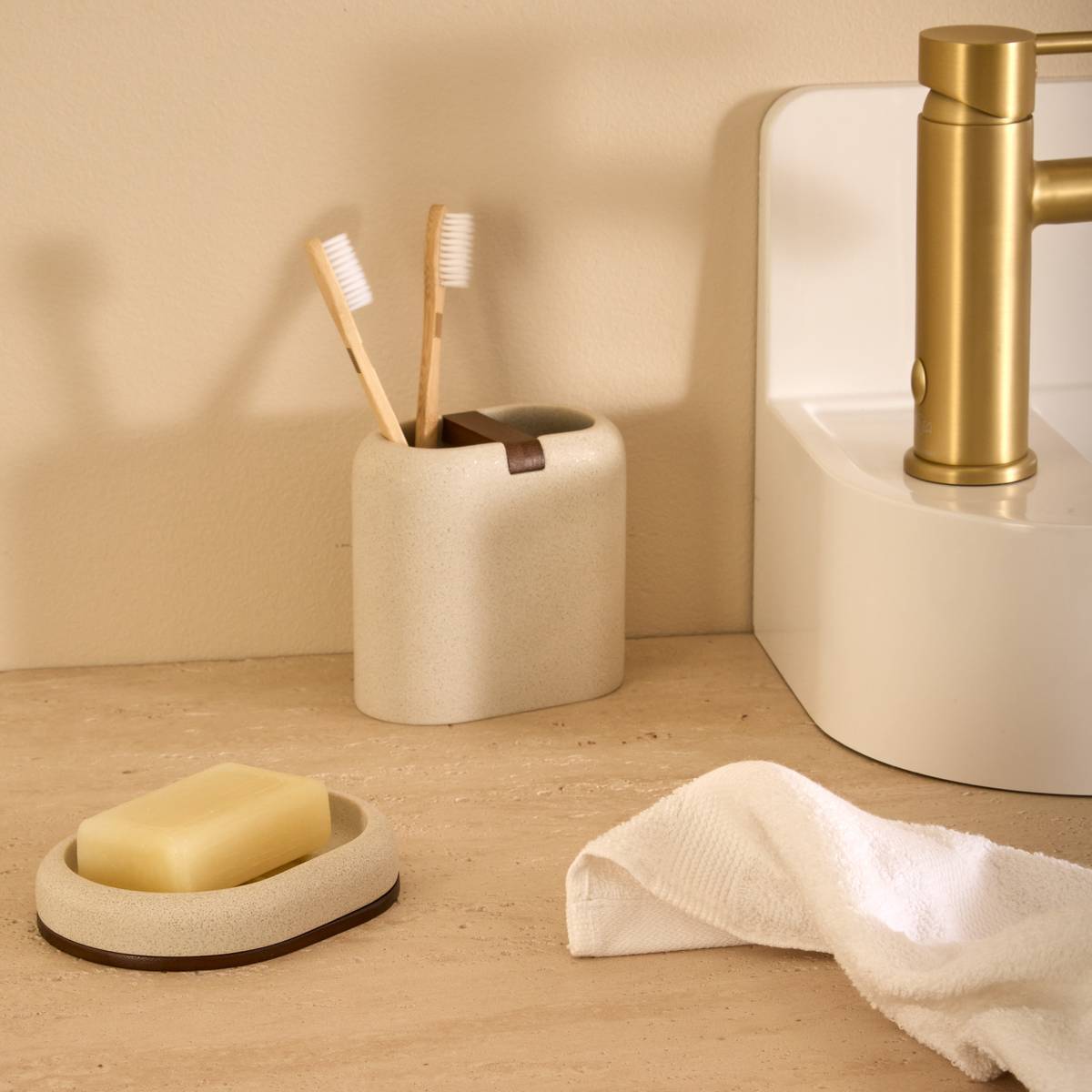 Porte-savon Argileo ovale 10x13cm beige