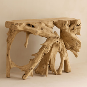 Console en racine de teck blanchi GOBI