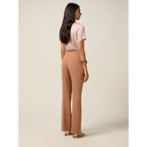 Oltre - Pantaloni flare con catena decorativa - Marrone