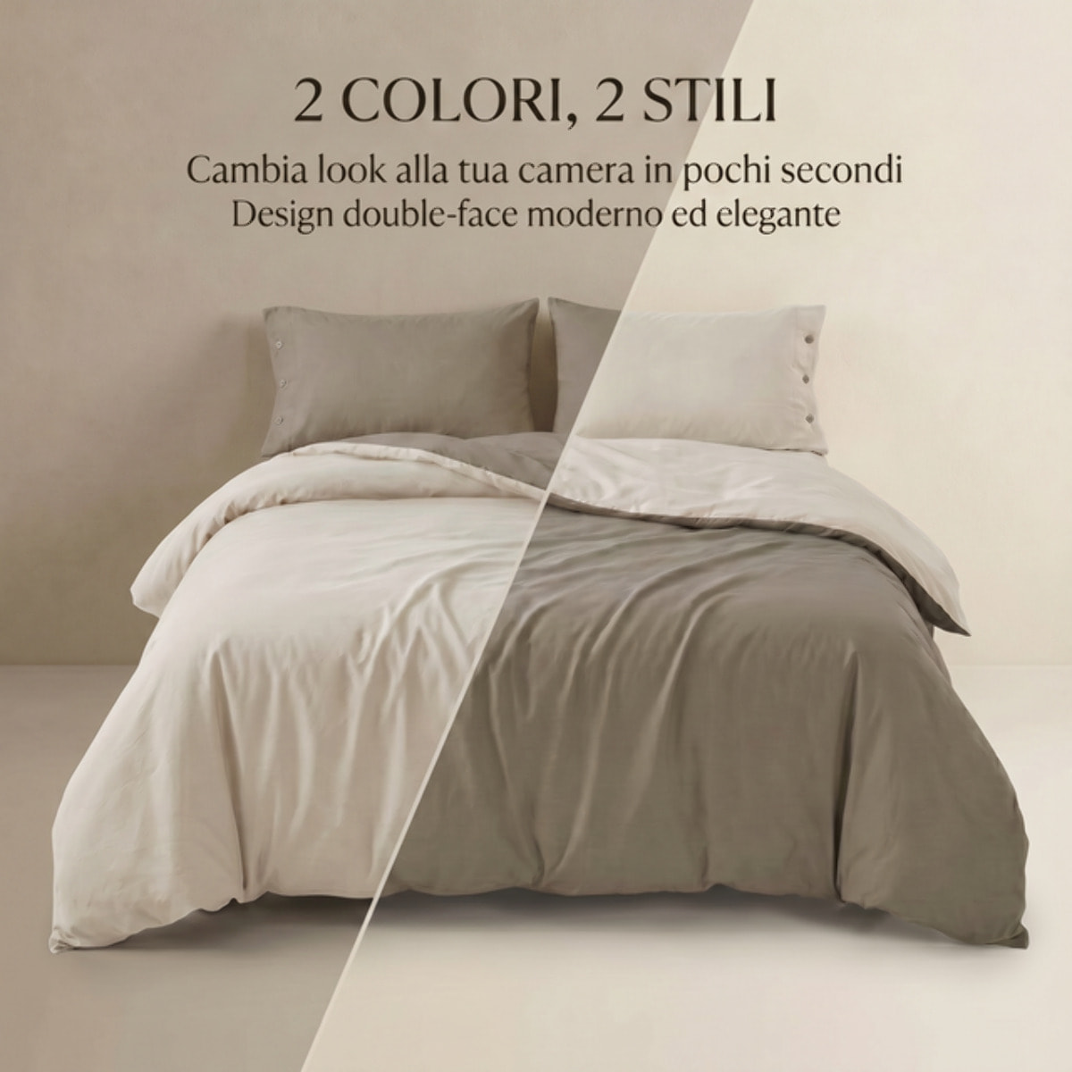 Parure copripiumino singolo in cotone bicolore morbido e traspirante, set sacco copripiumino con federa, design semplice ed elegante, tessuto resistente e certificato OEKO-TEX, facile da lavare, comfort naturale per uso quotidiano